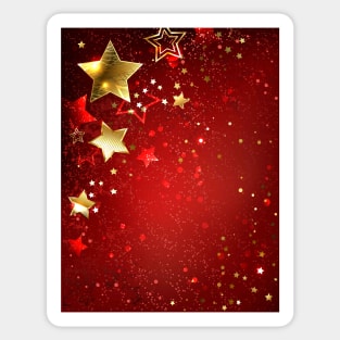 Gold Stars on a Red Background Sticker